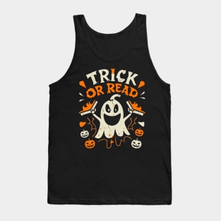 Halloween Trick or Read Librarian Teacher Book Lover Cute Tank Top